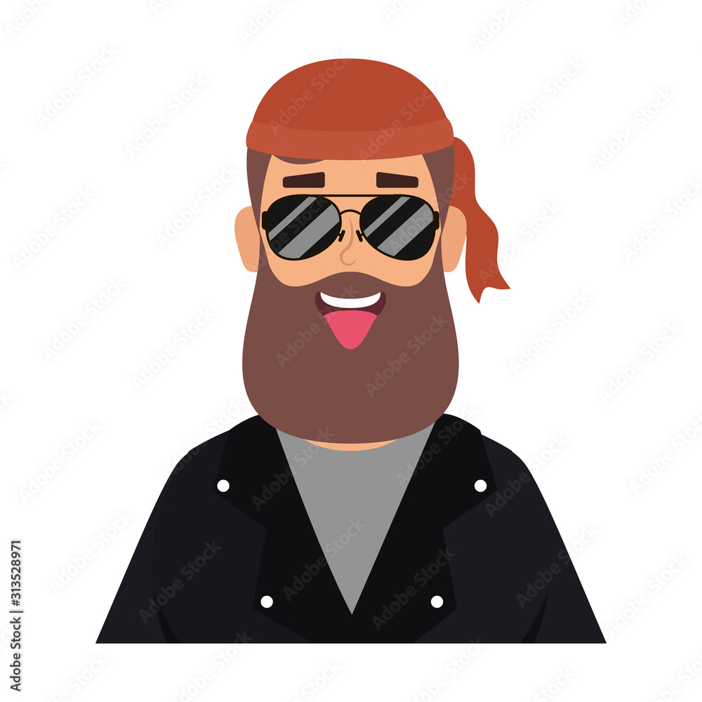 motorcyclist man with beard avatar character motorcyclist man with beard avatar character