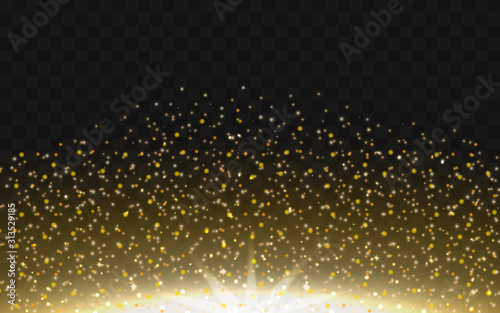 Gold dust, a glowing sparkling particle of powder