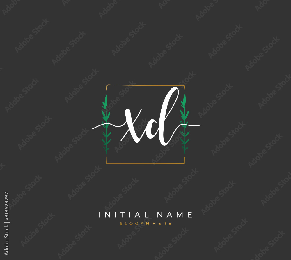 Handwritten initial letter X D XD for identity and logo. Vector logo template with handwriting and signature style.