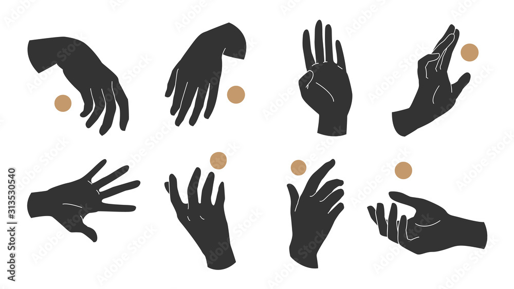 Hand icon, Hands linear style and fingers vector design in various poses for create logo and line arts design Template. Hand icon, Hands linear style and fingers vector design in various poses for create logo and line arts design Template.