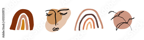 Artistic Modern Terracotta Palette One Line Floral Symbols Collection Brush Set Stories Icons Logos Lifestyle Beauty Blog Handdrawn Graphic Terrazzo Elements Tile Abstract Lines And Shapes Vector Clip