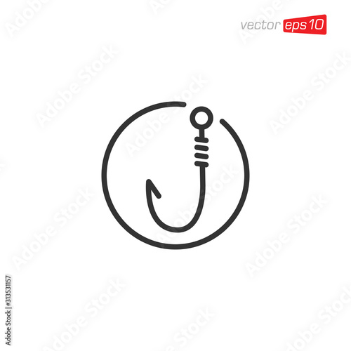 Fishing Hook Icon Logo Design