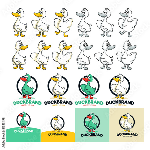 Cartoon duck in green and white logo for restaurant © fzr design