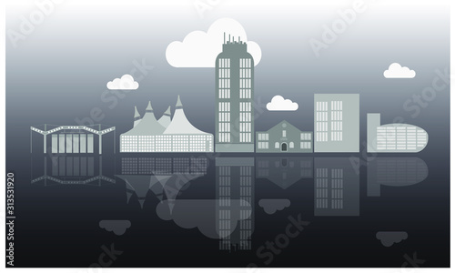Swindon skyline vector at night photo