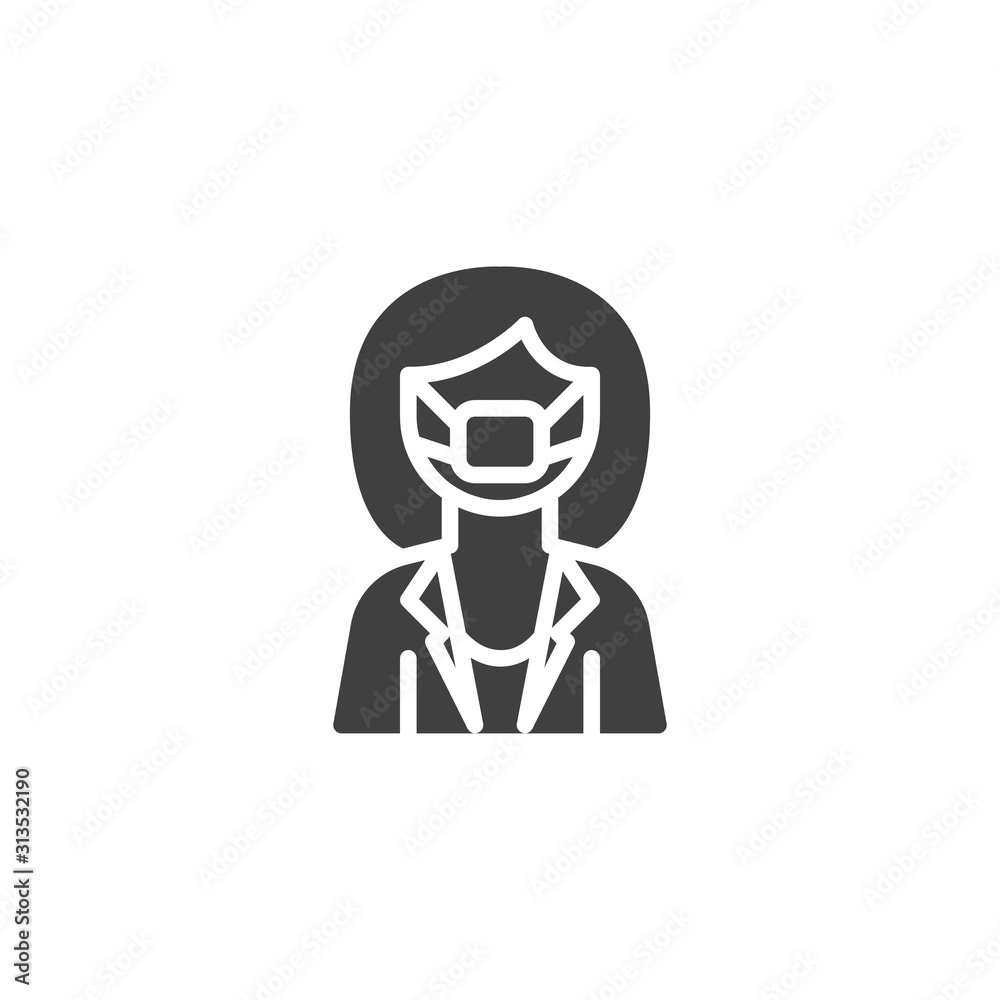 Nurse doctor with medical mask vector icon. filled flat sign for mobile concept and web design. Female Doctor character avatar glyph icon. Healthcare symbol, logo illustration. Vector graphics Nurse doctor with medical mask vector icon. filled flat sign for mobile concept and web design. Female Doctor character avatar glyph icon. Healthcare symbol, logo illustration. Vector graphics