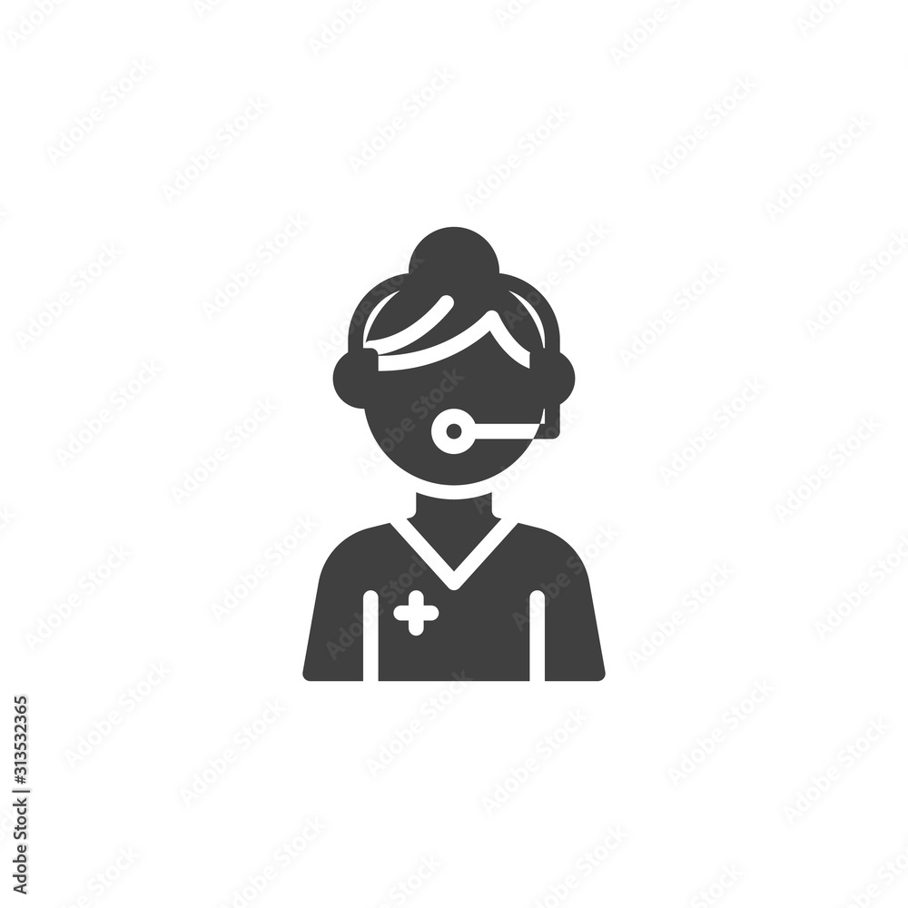 Medical call center operator vector icon. filled flat sign for mobile concept and web design. Doctor Advice and Support Service glyph icon. Healthcare symbol, logo illustration. Vector graphics Medical call center operator vector icon. filled flat sign for mobile concept and web design. Doctor Advice and Support Service glyph icon. Healthcare symbol, logo illustration. Vector graphics