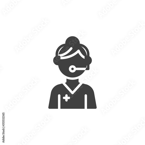 Medical call center operator vector icon. filled flat sign for mobile concept and web design. Doctor Advice and Support Service glyph icon. Healthcare symbol, logo illustration. Vector graphics