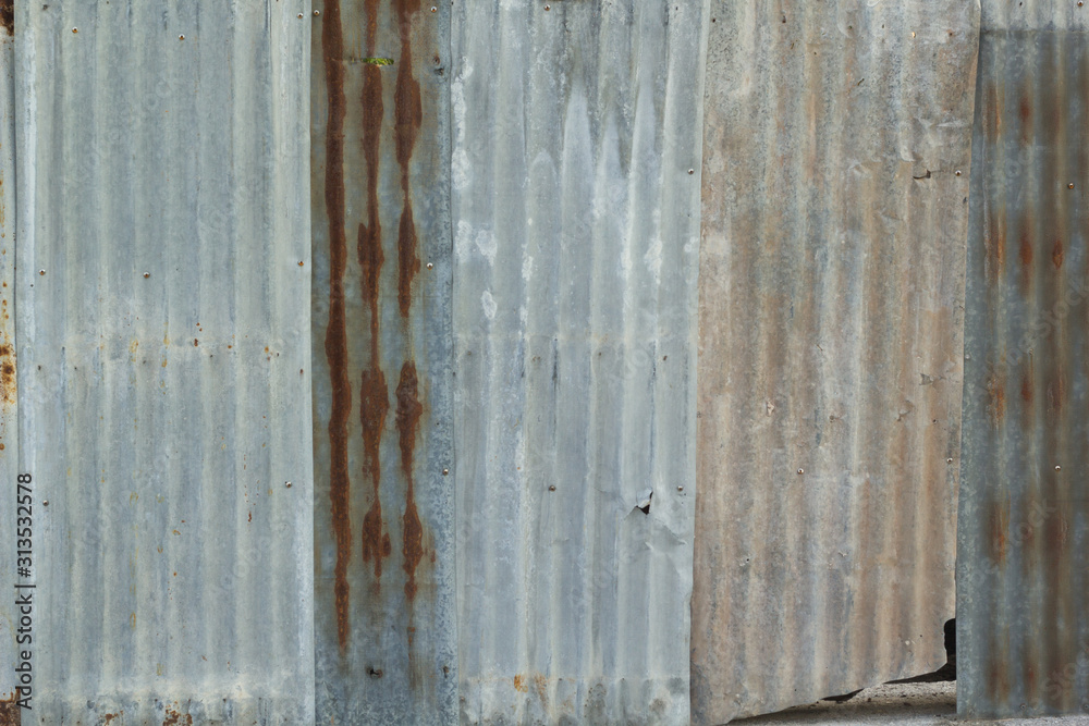 Obraz premium Old metal sheet roof texture. Pattern of old metal sheet. 