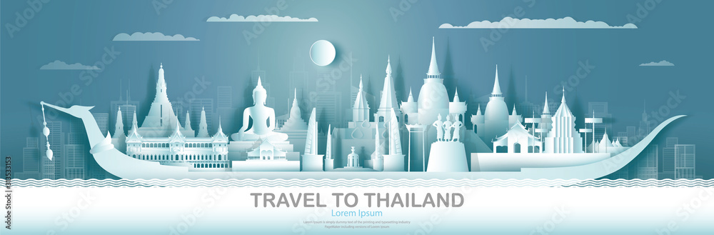 Travel Thailand top world famous palace and castle architecture.