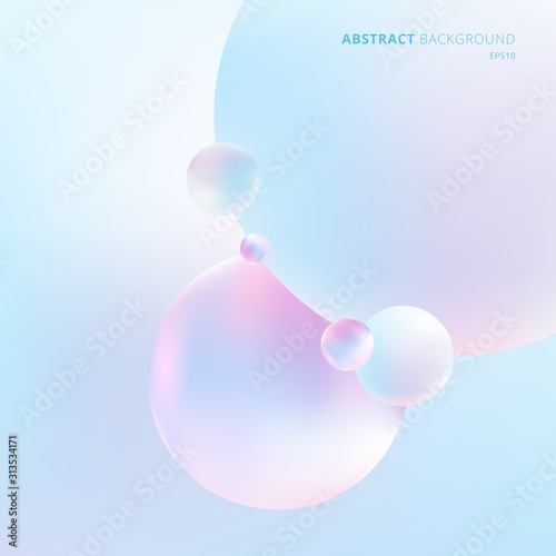 Abstract 3D liquid fluid circles pastel color beautiful background.