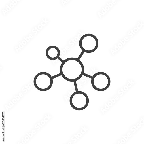 Square pyramidal structure line icon. linear style sign for mobile concept and web design. Square pyramidal molecular geometry formula outline vector icon. Symbol, logo illustration. Vector graphics