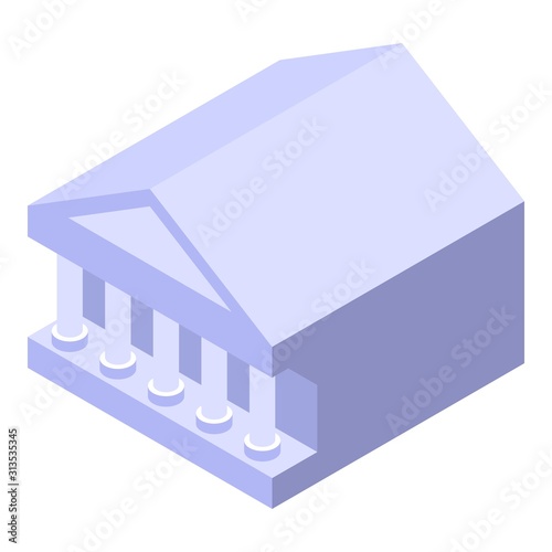Bank building icon. Isometric of bank building vector icon for web design isolated on white background