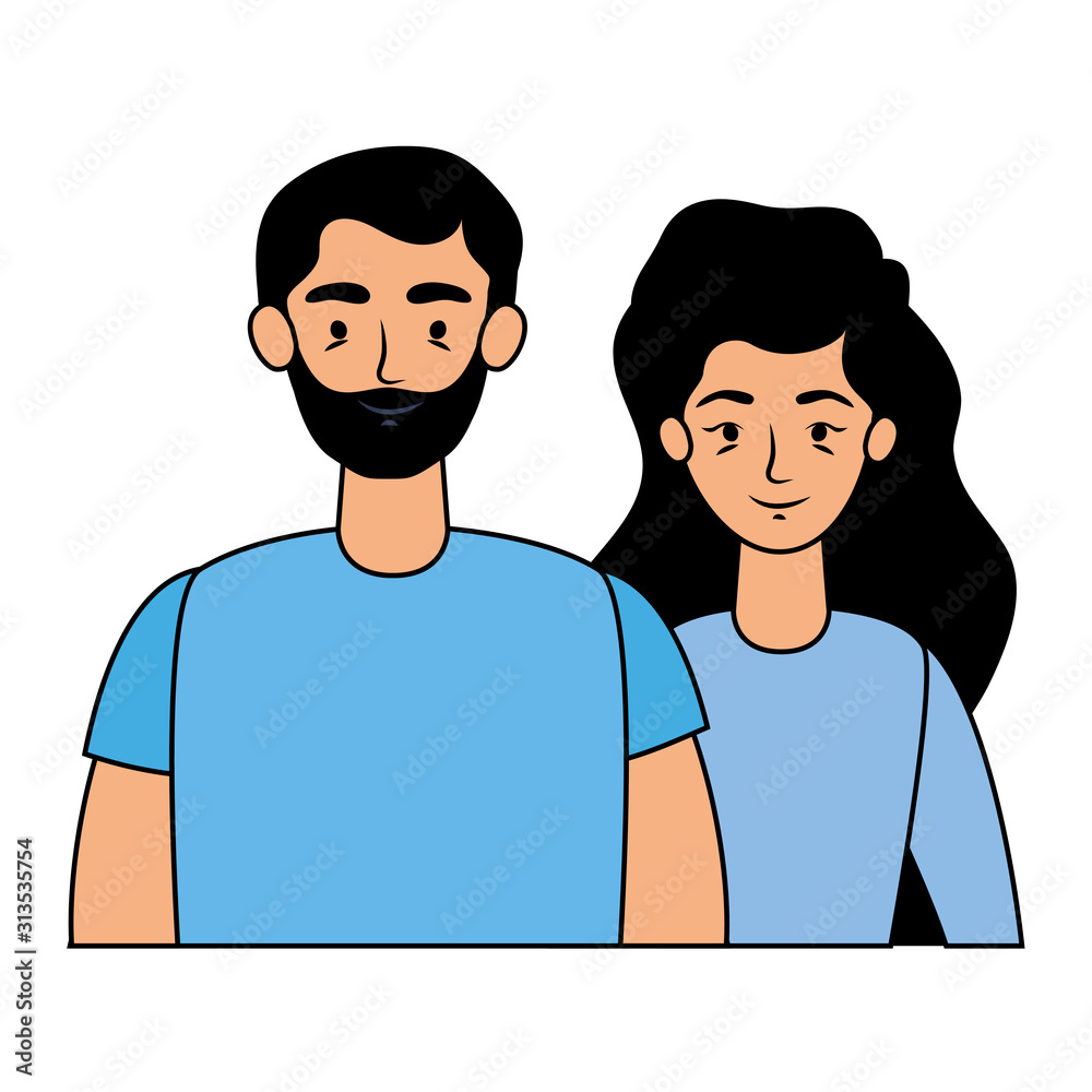 Fototapeta premium young lovers couple avatars characters