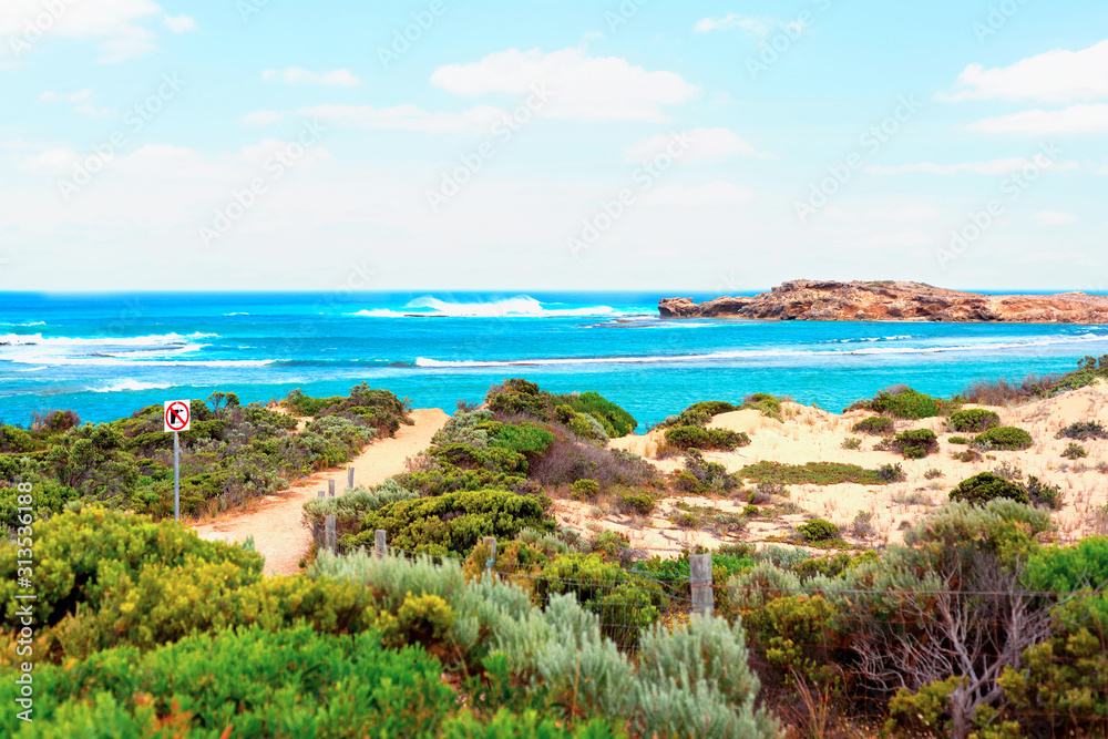 Australian beach, View from Bowman scenic drive, South Australia.