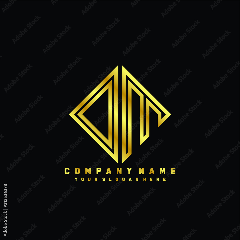 Fototapeta premium OM initial letter luxury gold line logo