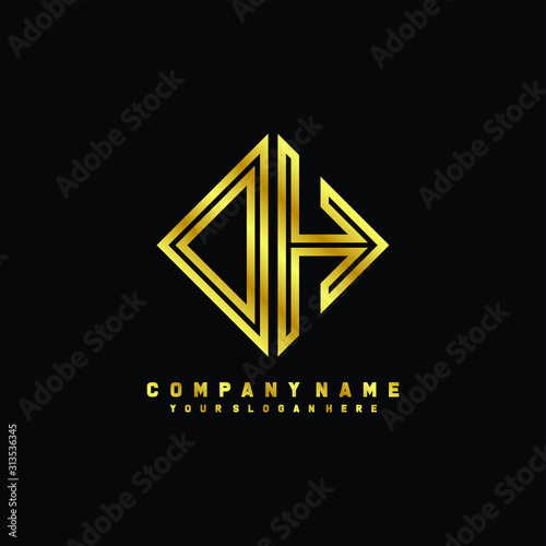 Free Download OH initial letter luxury gold line logo - GFXLoad