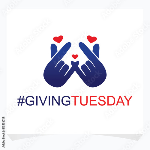 giving tuesday, global day of charitable giving. helping hand with heart shape. charity campaign banner . vector illustration drawing.