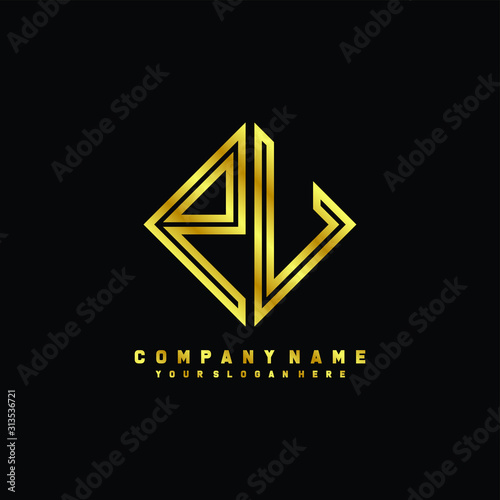 Free Download PU initial letter luxury gold line logo - GFXLoad