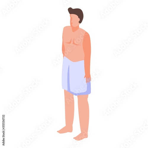 Man with white towel icon. Isometric of man with white towel vector icon for web design isolated on white background