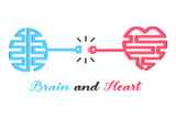 Heart and brain connected, Emotions and logic concept.