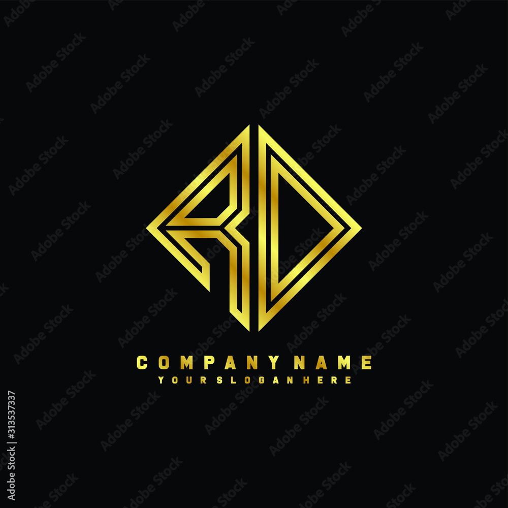 RD initial letter luxury gold line logo RD initial letter luxury gold line logo