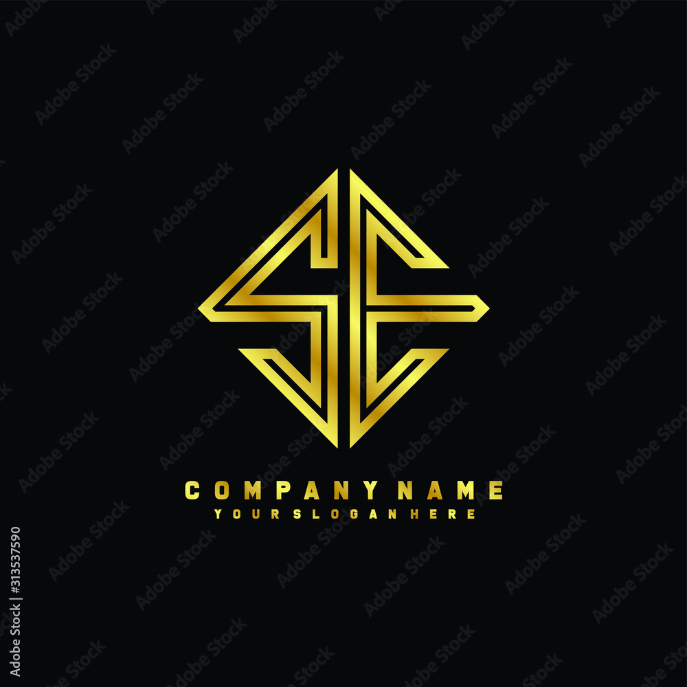 SE initial letter luxury gold line logo SE initial letter luxury gold line logo