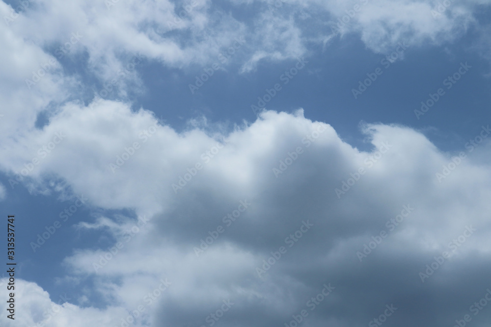 Cloudy blue sky, grey cloud