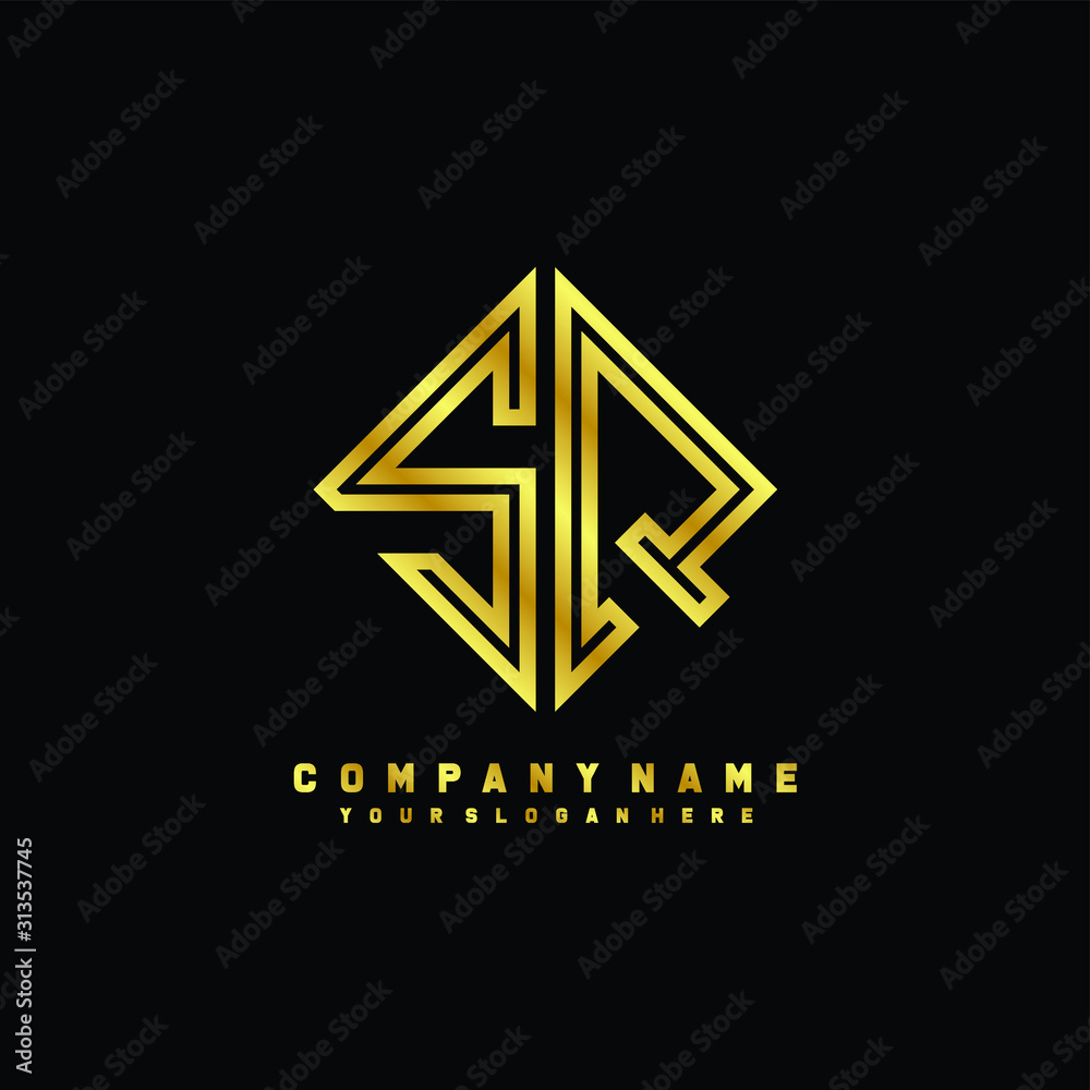 Obraz premium SQ initial letter luxury gold line logo