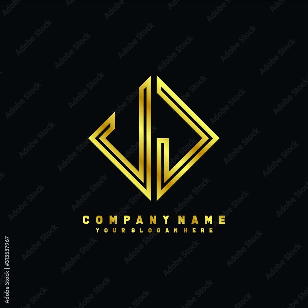 UJ initial letter luxury gold line logo UJ initial letter luxury gold line logo