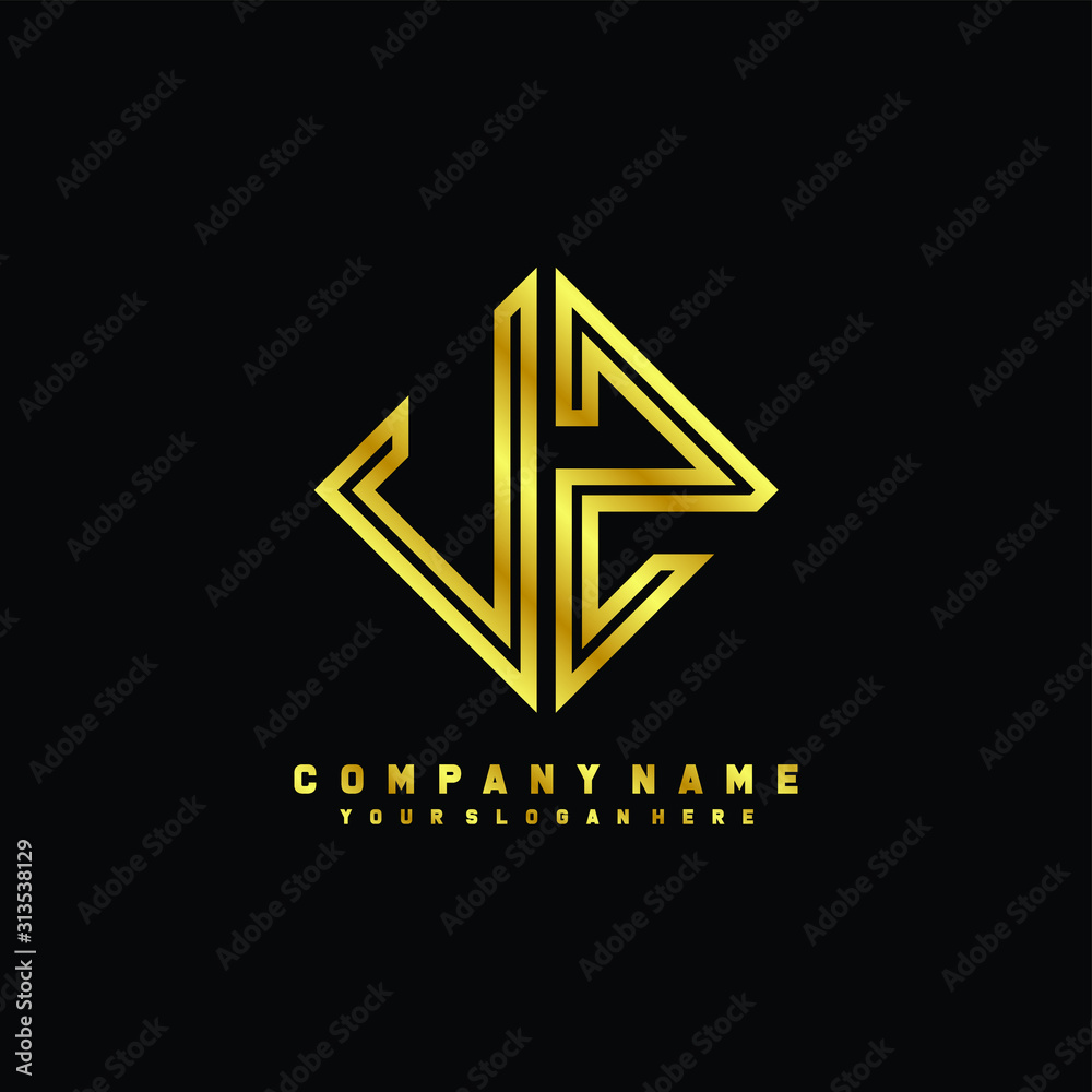 UZ initial letter luxury gold line logo