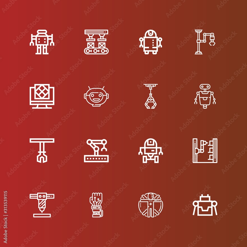Editable 16 robotic icons for web and mobile Editable 16 robotic icons for web and mobile
