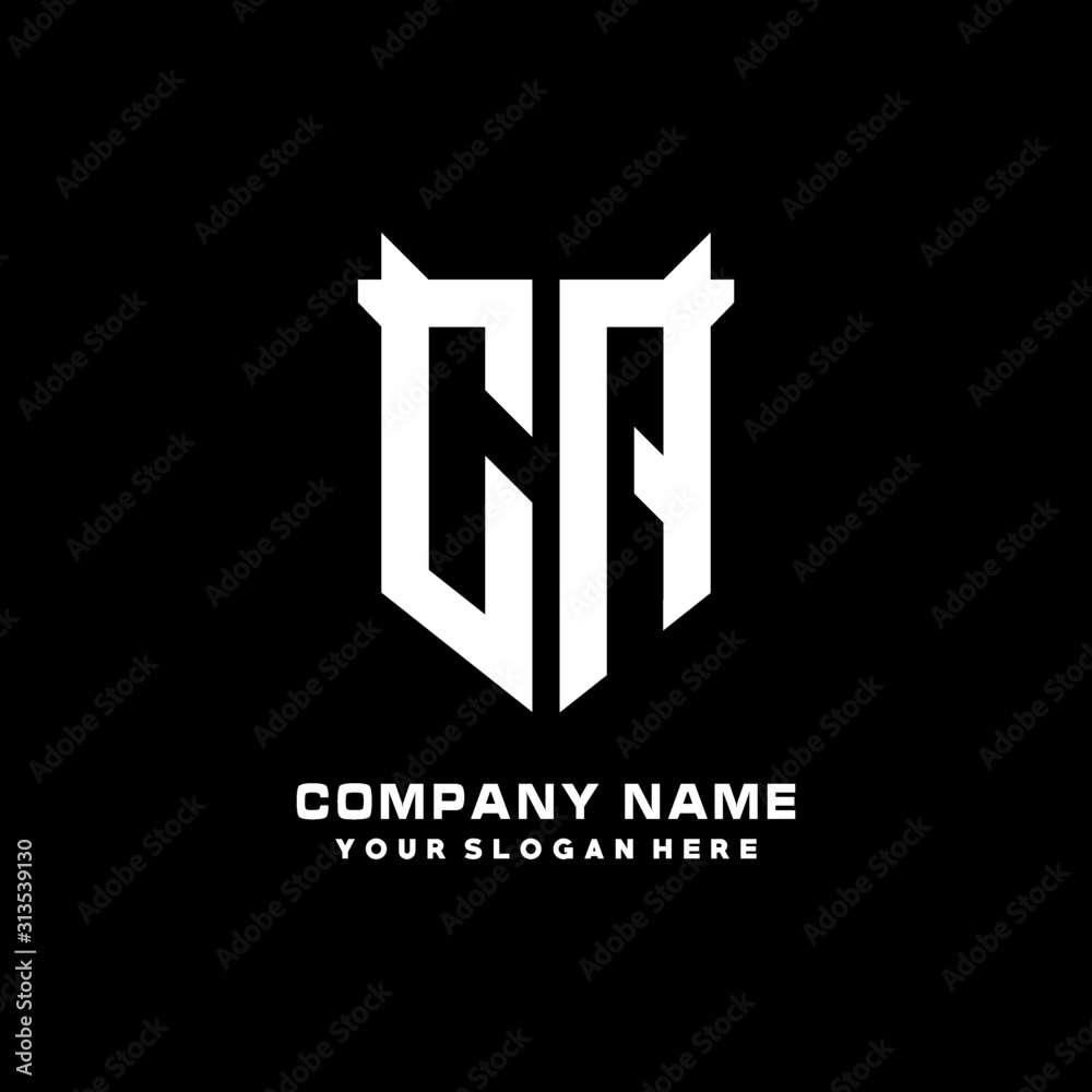 CA Initial letter Shield vector Logo Template Illustration Design, black and white color CA Initial letter Shield vector Logo Template Illustration Design, black and white color