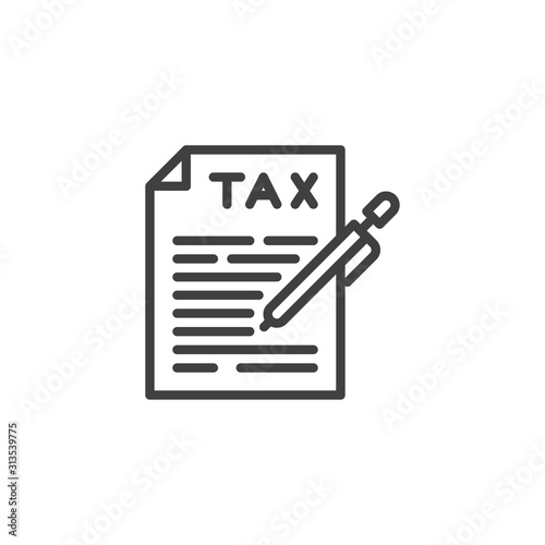 Tax document signature line icon. linear style sign for mobile concept and web design. Sign tax form outline vector icon. Symbol, logo illustration. Vector graphics