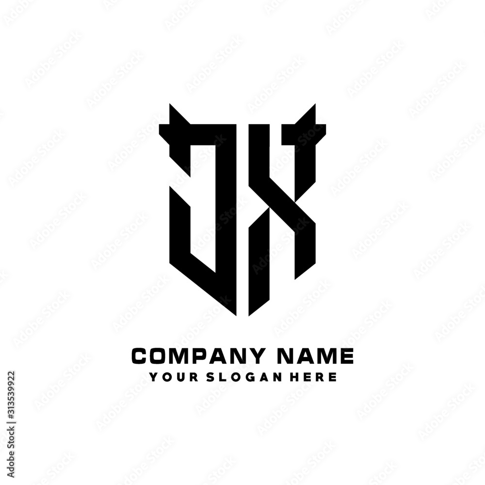 JX Initial letter Shield vector Logo Template Illustration Design, black and white color JX Initial letter Shield vector Logo Template Illustration Design, black and white color