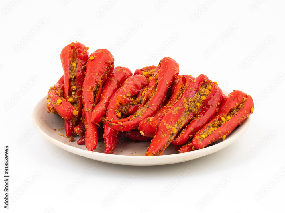 Indian Homemade Red Chilli Pickle Also Know as Mirchi Ka Achar, Loncha or Laal Mirch Ka Achar Indian Homemade Red Chilli Pickle Also Know as Mirchi Ka Achar, Loncha or Laal Mirch Ka Achar