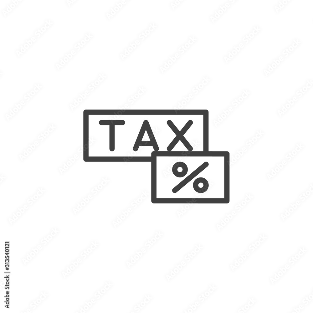 Tax percent line icon. linear style sign for mobile concept and web design. Percentage tax outline vector icon. Symbol, logo illustration. Vector graphics Tax percent line icon. linear style sign for mobile concept and web design. Percentage tax outline vector icon. Symbol, logo illustration. Vector graphics