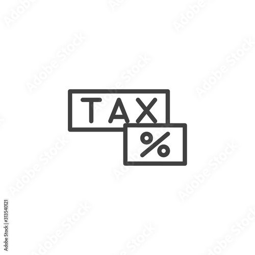 Tax percent line icon. linear style sign for mobile concept and web design. Percentage tax outline vector icon. Symbol, logo illustration. Vector graphics