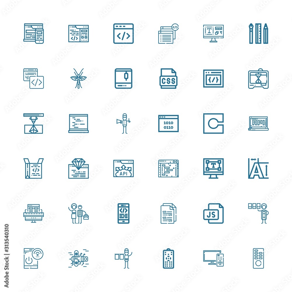 Editable 36 program icons for web and mobile
