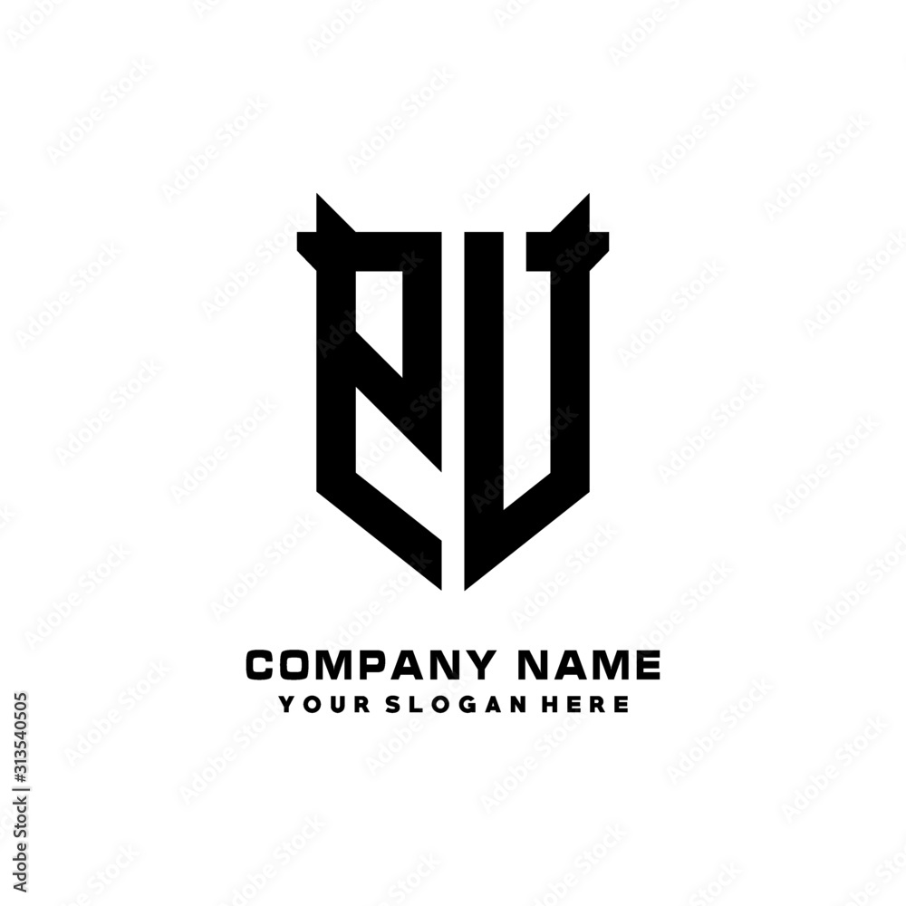 PV Initial letter Shield vector Logo Template Illustration Design, black and white color PV Initial letter Shield vector Logo Template Illustration Design, black and white color