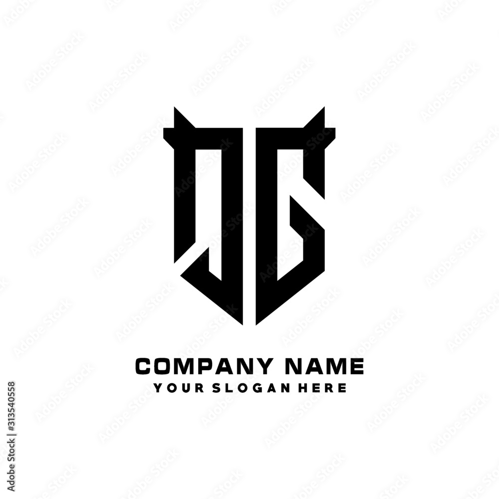 QG Initial letter Shield vector Logo Template Illustration Design, black and white color QG Initial letter Shield vector Logo Template Illustration Design, black and white color
