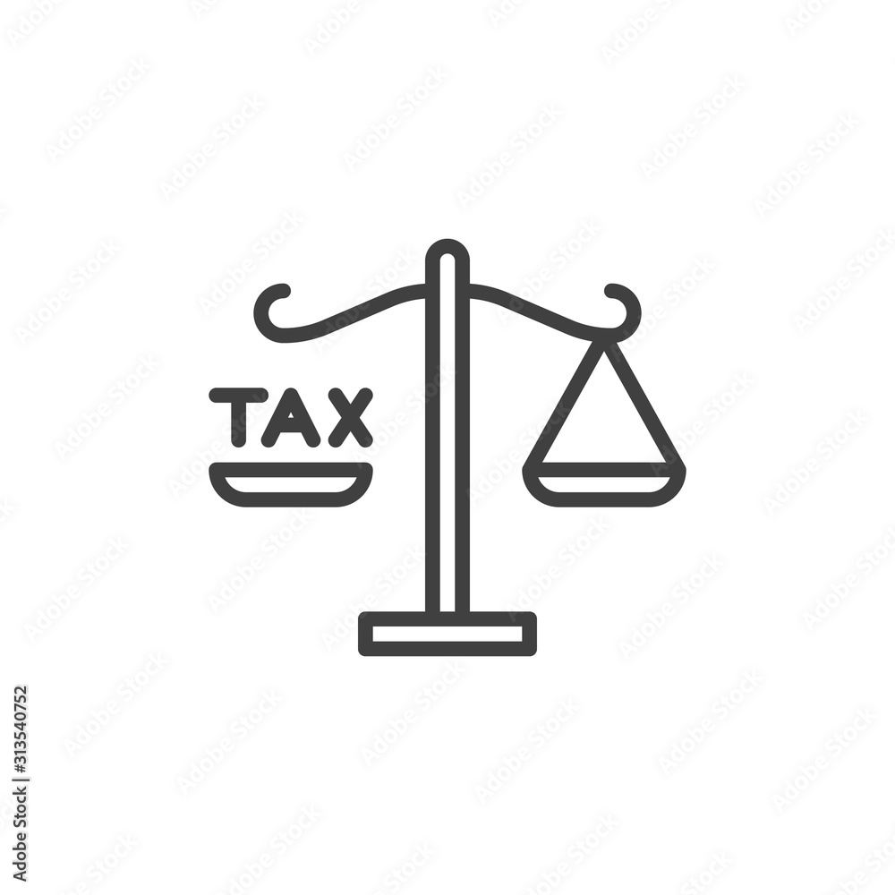 Balancing tax line icon. linear style sign for mobile concept and web design. Tax balance outline vector icon. Symbol, logo illustration. Vector graphics Balancing tax line icon. linear style sign for mobile concept and web design. Tax balance outline vector icon. Symbol, logo illustration. Vector graphics