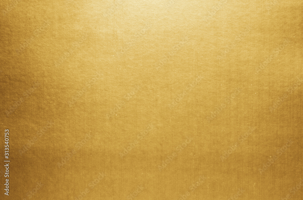 Gold paper texture background. Golden metallic blank paper sheet surface smooth reflection - obrazy, fototapety, plakaty 