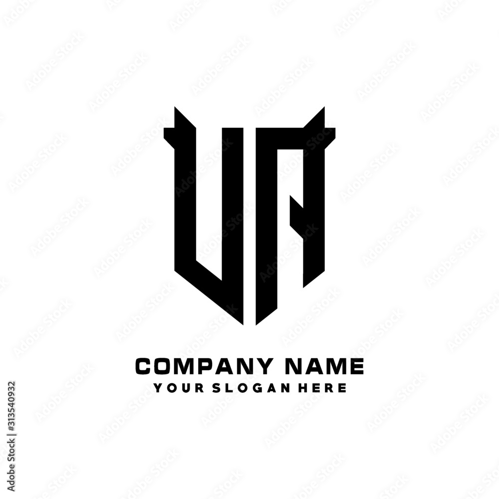 UA Initial letter Shield vector Logo Template Illustration Design, black and white color UA Initial letter Shield vector Logo Template Illustration Design, black and white color