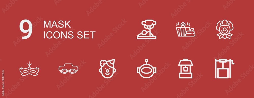 Editable 9 mask icons for web and mobile