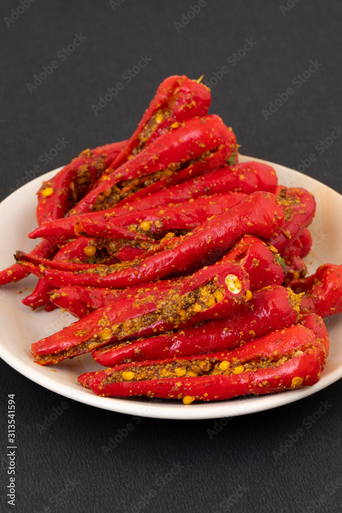 Indian Homemade Red Chilli Pickle Also Know as Mirchi Ka Achar, Loncha or Laal Mirch Ka Achar Indian Homemade Red Chilli Pickle Also Know as Mirchi Ka Achar, Loncha or Laal Mirch Ka Achar