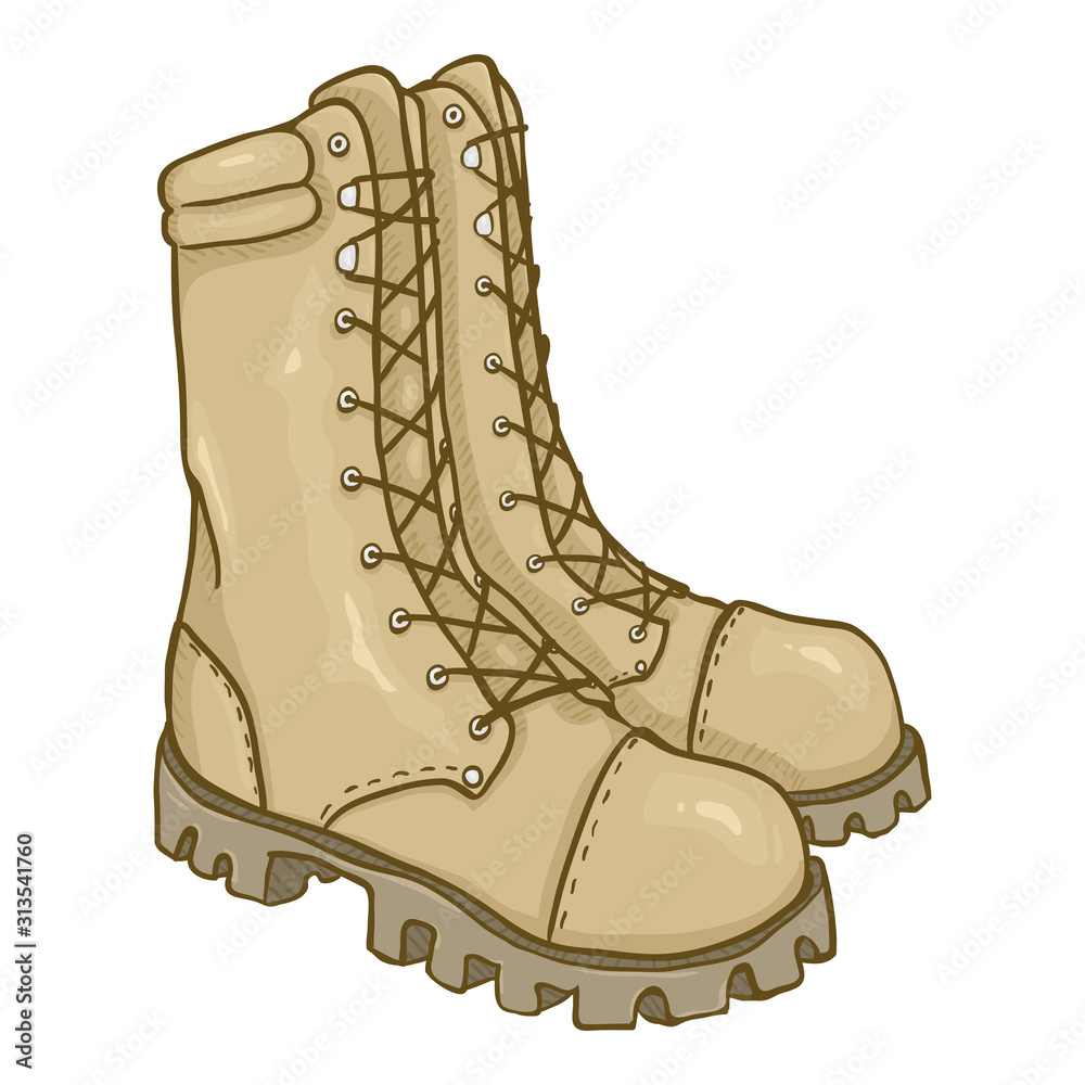 Vecteur Stock Vector Cartoon Beige Army Boots. | Adobe Stock