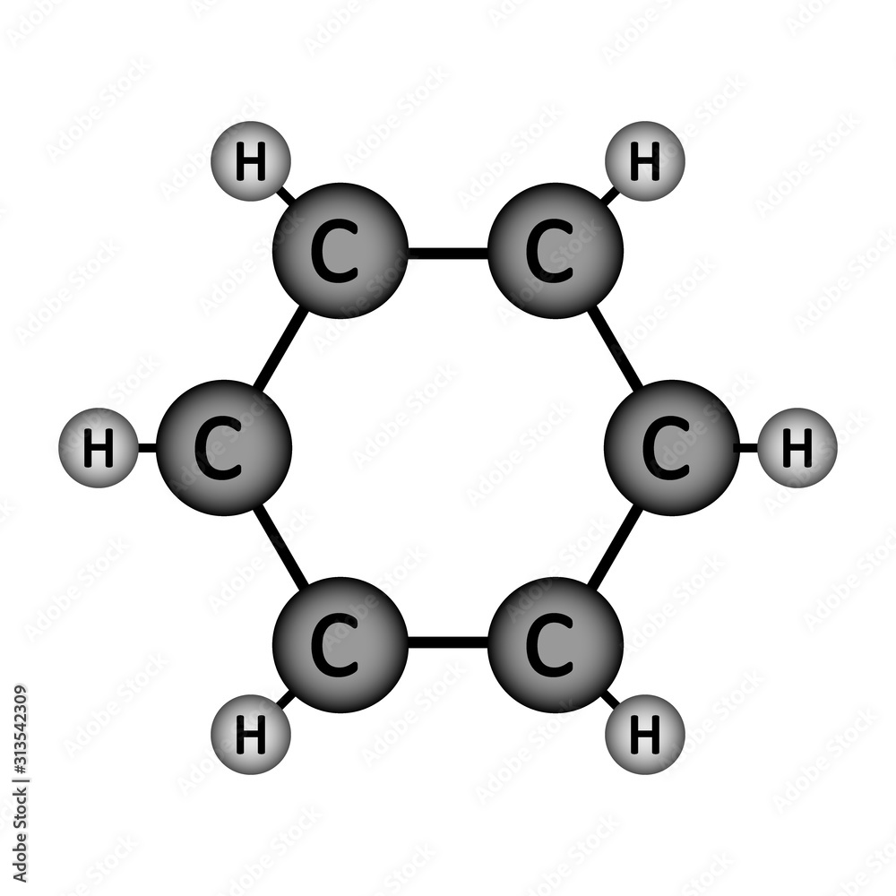 Benzene molecule icon. Benzene molecule icon.