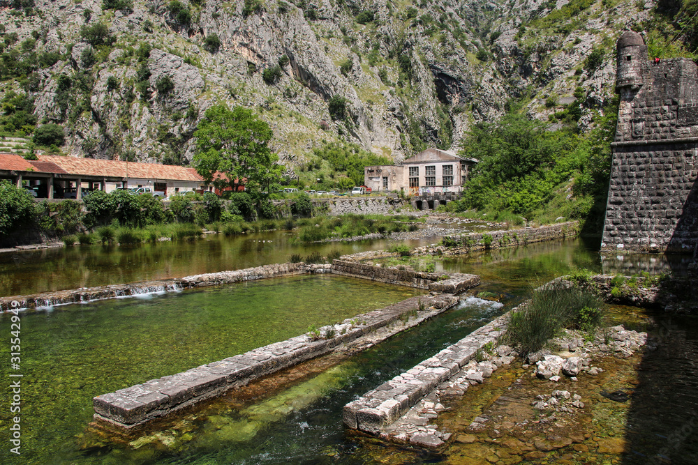 Boundaries of a fortress around the town of Kotor, Montenegro Boundaries of a fortress around the town of Kotor, Montenegro