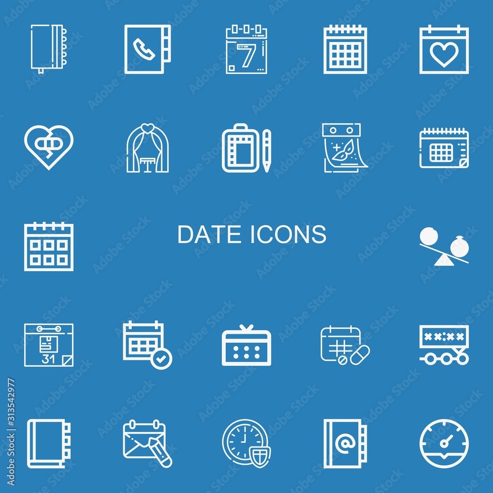 Editable 22 date icons for web and mobile Editable 22 date icons for web and mobile