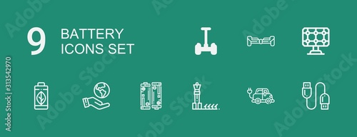 Editable 9 battery icons for web and mobile